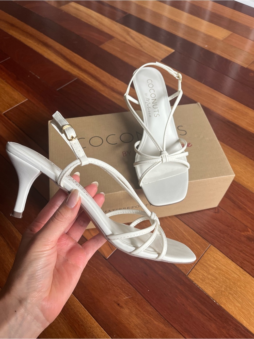 Coconuts by Matisse Cambria White Strappy Kitten Heel Sandals
